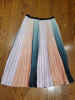 Ted Baker Pleated Ombre Midi Skirt in Peach, Mint & White